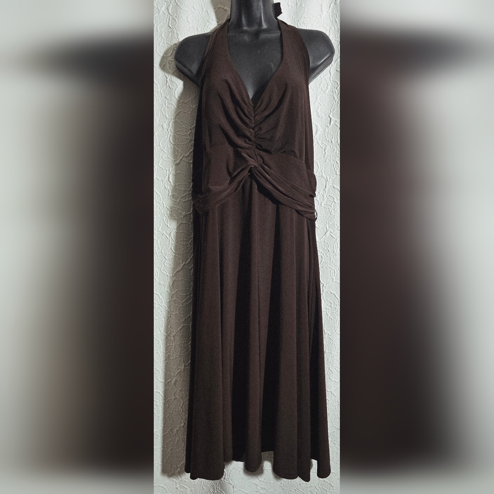 Vintage Alyn Page Womens Brown Halter Marilyn Monroe Style Dress Size 18